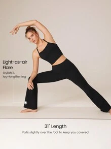 GLOWMODE 31 英寸 FeatherFit™ Fierce Activewear 2 件套背心和喇叭紧身裤套装低冲击瑜伽日常 - 黑色 - 查看 4
