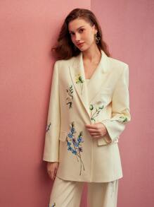 MOTF PREMIUM ÁO BLAZER HỌA TIẾT HOA CÓ CẤU TRÚC, MÙA XUÂN/HÈ - Nhiều màu - Xem 8