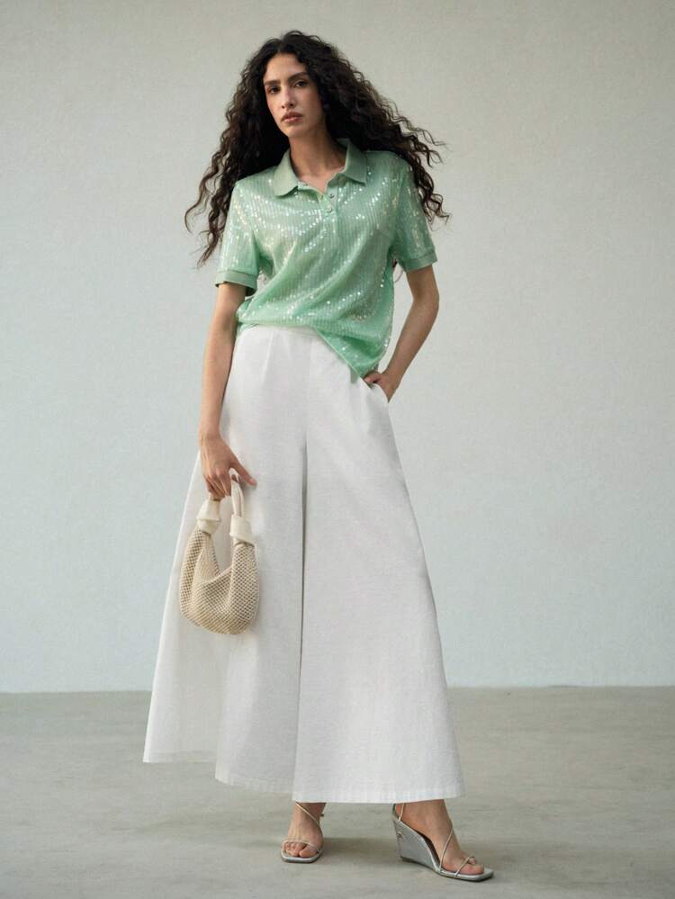 ZIPPER SIDE WIDE LEG SUIT PANTS