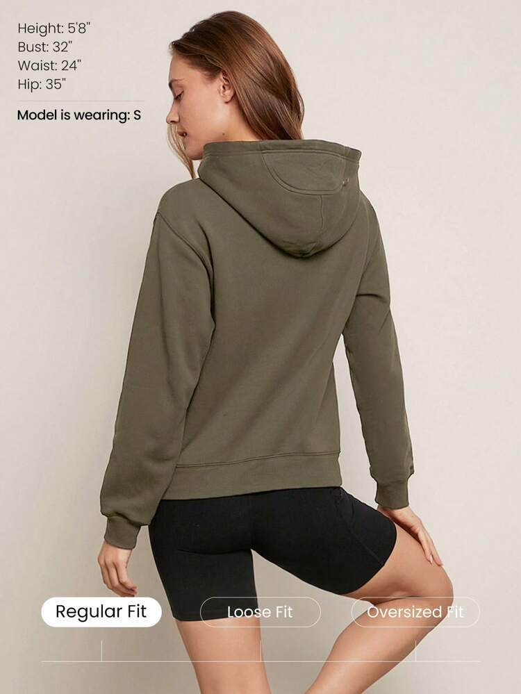 Sudadera con capucha básica de felpa con bolsillo tipo canguro para uso diario