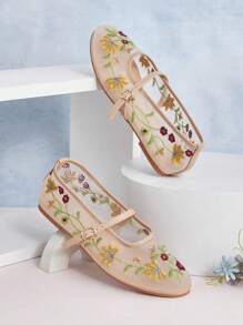 SHUZIA Women's Closed Round Toe Nude Tie Flat Dress Shoes Summer Shoes Spring Shoes Spring Break Easter Mother's Day Present Valentine's Day - Beige - View 2