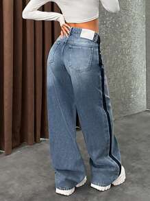 EURMUSE WOMEN WIDE LEG LOW WAIST JEANS - Light Wash - View 2