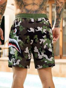 Manfinity Swimmode Pantalón corto casual de playa para hombres, minimalista y de moda para uso diario, hawaiano
