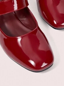 CUCCOO DOLLMOD Square Toe Thick Heel Fashion Women Shoes, Suitable For Party, Work And Formal Occasions Valentine's Day - Burgundy - View 7