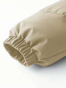 Manfinity Hypemode 男士休闲纯色连帽冬季夹克 - 卡其色 - 查看 5