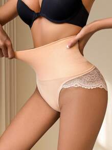 Women's Shapewear Bottom With Lace Panels, Slimming Control Panties - Apricot - View 4