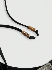 ROMWE J-Fashion Shibuya Girl Y2K 风格蕾丝拼接挂脖式女式 T 恤