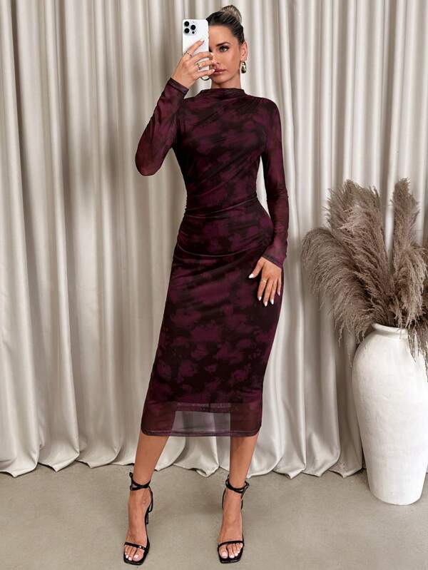 Lavishia Vestido ajustado con estampado abstracto de moda para mujer, ropa de primavera, vestido para el Día de San Valentín