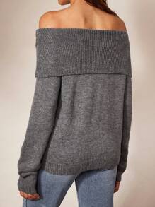 Forever 21 &F21 Warm Elegant Grey One Line Shoulder Oblique Shoulder Two Wear Knit Top - Grey - View 2