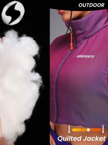 Innovista Veste matelassée à col montant sans manches, porter des vêtements de sport amples et rembourrés, vestes de ski, vestes pour l'alpinisme et les sports, tenues d'automne pour femmes, vêtements de randonnée, veste zippée pour femme, veste d'extérieur chaude, tenues d'automne et d'hiver pour femmes, veste d'hiver pour femme, thermique, extérieur, tenue de la Saint-Valentin pour filles, Saint-Valentin