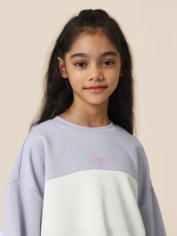 Zweifarbiges Sweatshirt mit Farbblockdesign und Rundhalsausschnitt