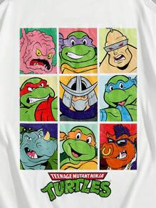 TEENAGE MUTANT NINJA TURTLES | SHEIN T-shirt à manches courtes décontracté avec imprimé tortue de dessin animé pour hommes grandes tailles, été