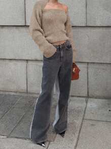 DAZY 2pcs Women Sleeveless Short Jacket And Sweater Set, Apricot Color, Suitable For Spring & Autumn,Fall Women Clothes - Apricot - View 7