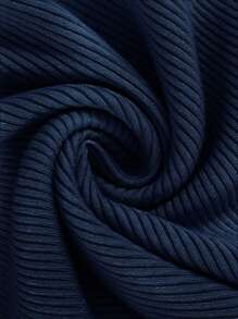 SHEIN Unity 大码女式镂空性感修身长袖针织套头衫秋冬毛衣 - 寶藍色 - 查看 6