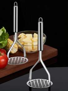 1PC Potato Masher, Stainless Steel Kithchen Masher For Potato,Eggs And Vegetables, Home, Pary, Kitchen Tools, Kitchen Assessories - Silver - View 4