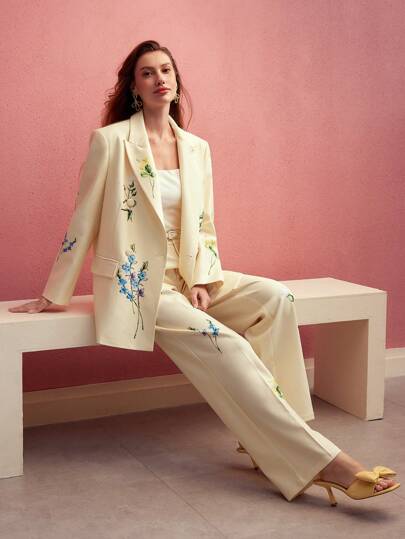 MOTF PREMIUM 结构化花卉印花西装外套，春夏