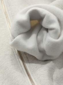 Dazy-Less 宽松纯色圆领运动衫，女士运动衫，秋季服装 - 灰色 - 查看 8