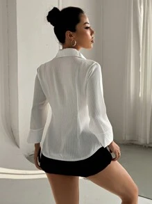 Lunelith SHEIN Lunessa Women's Striped Jacquard Midarm Shirt