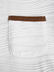 Manfinity Homme 2pcs Men Crew Neck Short Sleeve Pocket Texture Simple T-Shirt & Pants Suit - Navy Blue - View 4