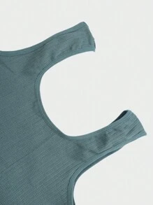 SHEIN Velisys Plain Color Casual Cropped Sports Tank Top - Multicolor - View 5