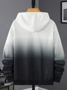 Manfinity Homme 大码男士休闲渐变标语印花连帽衫，秋季 - 彩色 - 查看 2