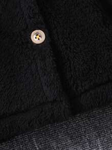 Tween-Mädchen 1 Stück Flauschige Jacke mit einfarbigem Langarmkragen