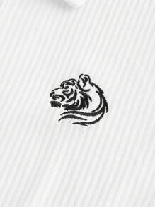 Manfinity Homme Men's Front Button Long Sleeve Printed Casual Polo Shirt - White - View 5