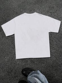 Manfinity Dauomo Herren lässiges T-Shirt mit Cartoon-Grafik am Rundhalsausschnitt und Kurzarm