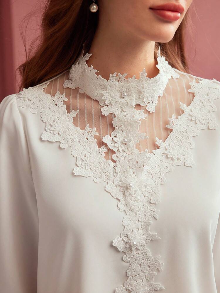 CONTRAST LACE BIAS CUT DRESS