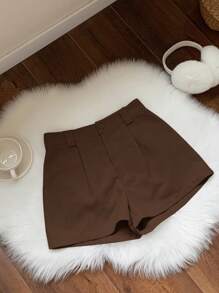 Comfortcana Women Corduroy Shorts, Minimalist And Fashionable For Casual Daily Wear - Chocolate Brown - View 5