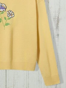 Rusticease Women Floral Print Long Sleeve Crew Neck Sweater Spring Clothes