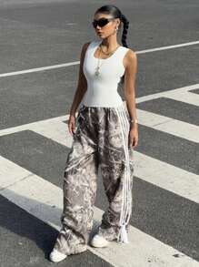 SHEIN EZwear Women's Autumn/Winter New Leopard Print Flare Pants