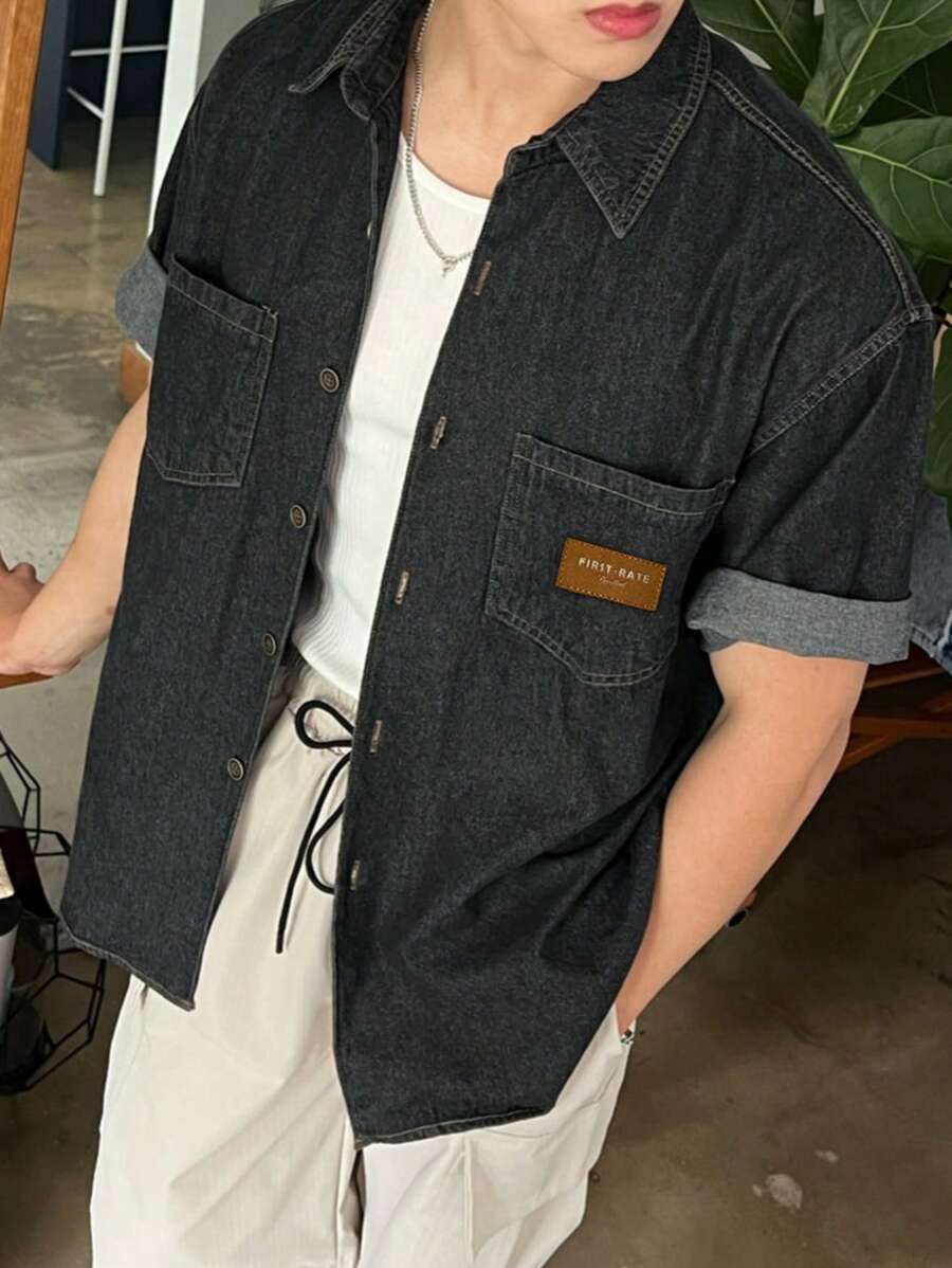 DAZY Summer Label Printed Denim Jacket - Black - View 1