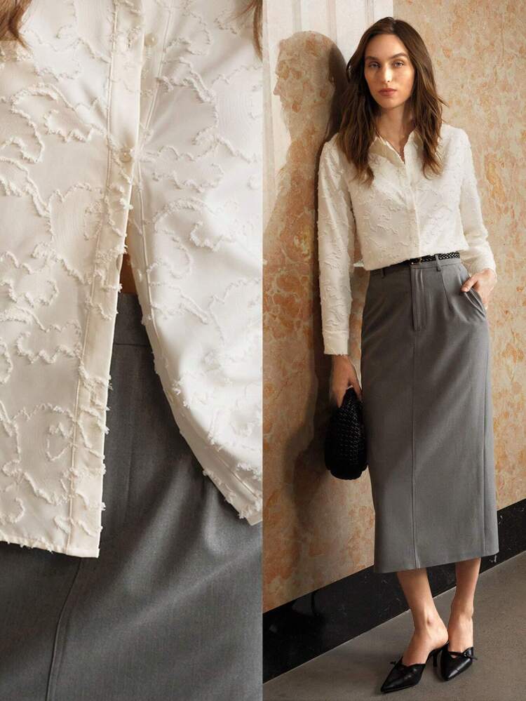 TEXTURED BUTTON UP SHIRT