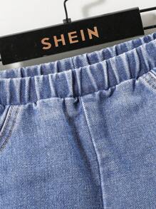 SHEIN New Loose Drawstring Waist Street Casual Cargo Pants For Baby Boys - Medium Wash - View 4