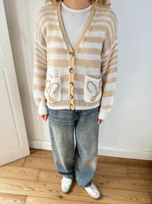 Forever 21 Áo len Giáng sinh xấu xí mùa thu đông cho nữ/Áo len nữ xấu xí/Năm mới/Áo khoác cardigan nữ dự tiệc ngày lễ/Ngày lễ/Năm mới/Áo khoác cardigan tay dài/Đêm giao thừa/Năm mới/Áo khoác cardigan nữ dự tiệc Giáng sinh/Ngày lễ/Giáng sinh/Y2k/Trang phục dự tiệc/Túi/Phong cách đường phố/Sang trọng/Trang phục hàng ngày/Cổ chữ V/Áo khoác cardigan sọc thường ngày - Nhiều màu - Xem 3