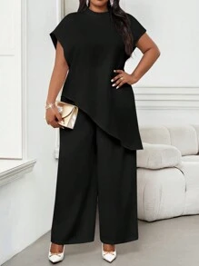 SHEIN Lady 四季两件套女装套装秋季两件套休闲优雅女式白色梭织立领优雅分层女式秋季套装新款女式两件套女式休闲大码套装情人节情人节衣服情人节情人节礼物节日女士服装情人节服装女装夏季女士服装夏季