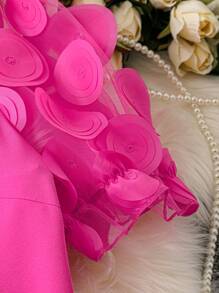 DreamSkyne 优雅大码女式休闲常规衬衫，春季，情人节 - 玫紅色 - 查看 3