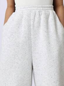 SUMWON Sparkle Wide Leg Jogger Sweatpants Athletic Loungewear Comfortable Casual Pants Weekend Athleisure Fall Winter Gym Exercise Dance