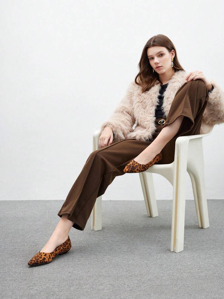 CUCCOO BIZCHIC Fashionable Pointed Toe Low Block Heel Flat Slip On Shoes For Women Valentine's Day