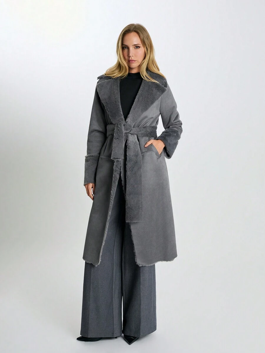 EURMUSE Women's Solid Color Casual Warm Jacket, Autumn/Winter - Grey - View 1