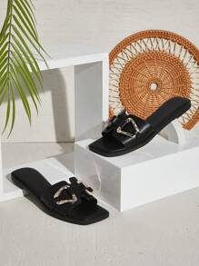 SHUZIA Women's Fashionable And Versatile Flat Sandals - Black - View 2