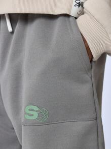 SUMWON Tween Boys Comfy Pull On Short With Small Graphic Print - Grey - View 5