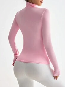 Easithlete 纯色修身立领运动连帽衫，适合瑜伽