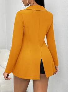 Slaydiva Solid Button Front Lapel Neck Blazer