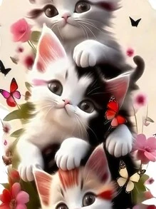 SHEIN LUNE 女式猫咪印花可爱个性圆领短袖 T 恤，适合夏秋季图案 T 恤女上衣 - 白色 - 查看 3