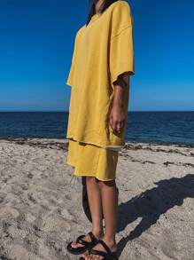 DAZY 2 件套超大女士短袖休闲套装