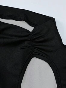 SHEIN Slayr Women's Contrast Color Stand Collar Long Sleeve Colorblock Mesh Contrast Splicing Soft Sexy Dress Interior Outfit - Multicolor - View 5