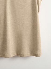 INAWLY Tank Top Große Größen für Frauen, lockerer Schnitt, V-Ausschnitt, einfarbig mit Splice-Design für Frühling/Sommer - Aprikosenfarben - Übersicht 5