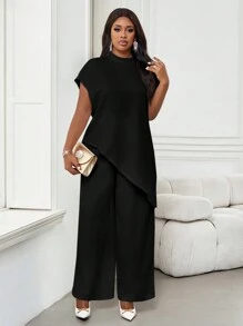 SHEIN Lady 四季两件套女装套装秋季两件套休闲优雅女式白色梭织立领优雅分层女式秋季套装新款女式两件套女式休闲大码套装情人节情人节衣服情人节情人节礼物节日女士服装情人节服装女装夏季女士服装夏季